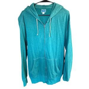 J Crew Knit Foods Full Zip Green Men's Sz Large Cotton Athleisure Athletic